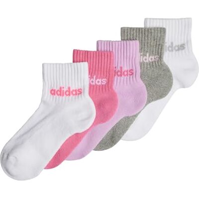 Adidas Kids' Socquettes Linear (5 paires) Enfants, White/Pink Fusion/Bliss Lilac/Medium Grey He, 34-36 - Publicité Adidas Kids' Socquettes Linear (5 paires) Enfants, White/Pink Fusion/Bliss Lilac/Medium Grey He, 34-36 - Publicité