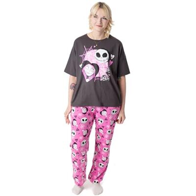 Disney Nightmare Before Christmas Jack Ensemble Pyjama pour Femme Adultes Jack Skellington Graphic Haut à Manches Courtes et Bas de Pyjama à Jambe Longue en Noir et Rose - Publicité Disney Nightmare Before Christmas Jack Ensemble Pyjama pour Femme Adultes Jack Skellington Graphic Haut à Manches Courtes et Bas de Pyjama à Jambe Longue en Noir et Rose - Publicité