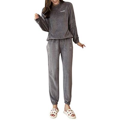 Minetom Femme Pyjama Ensemble Hiver Manche Longue Chaud Doux Toison Polaire Vêtements de Nuit Intérieur Deux Pièces Tops et Pantalon - Publicité Minetom Femme Pyjama Ensemble Hiver Manche Longue Chaud Doux Toison Polaire Vêtements de Nuit Intérieur Deux Pièces Tops et Pantalon - Publicité