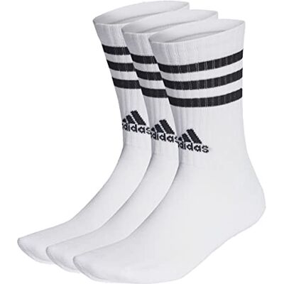 Adidas Mixte 3-Stripes Cushioned Crew Socks 3 Pairs, White / Black, 6.5-8 - Publicité Adidas Mixte 3-Stripes Cushioned Crew Socks 3 Pairs, White / Black, 6.5-8 - Publicité