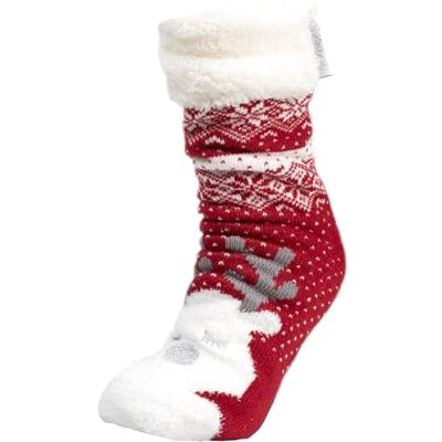 Isotoner Chaussettes d'intérieur femme en maille, doublé sherpa, antidérapante, 39/41, rouge - Publicité Isotoner Chaussettes d'intérieur femme en maille, doublé sherpa, antidérapante, 39/41, rouge - Publicité