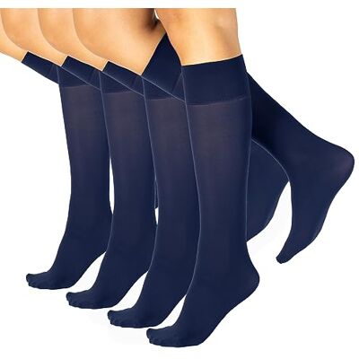 CALZITALY 4 Paires Mi-Bas Au Genou Opaque, Chaussettes Hautes En Microfibre Noir, Bleu 40 DEN Bonnetterie Italienne (Taille unique, Navy) - Publicité CALZITALY 4 Paires Mi-Bas Au Genou Opaque, Chaussettes Hautes En Microfibre Noir, Bleu 40 DEN Bonnetterie Italienne (Taille unique, Navy) - Publicité