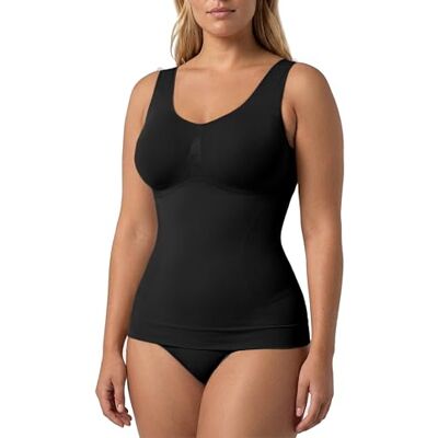 Risalti Débardeur Gainant Femme Microfibre TankTop sans Couture Élastique, Top Amincissant Epaules Large, Confort, Respirant, Silhouette Sculptée Made in Italy - Publicité Risalti Débardeur Gainant Femme Microfibre TankTop sans Couture Élastique, Top Amincissant Epaules Large, Confort, Respirant, Silhouette Sculptée Made in Italy - Publicité