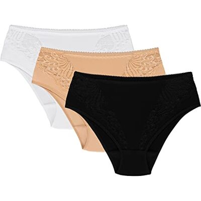 Wolbar Culotte Classique Slip 3 Pack Élégant WB51 Fabriqué en UE, Beige-Blanc-Noir,L - Publicité Wolbar Culotte Classique Slip 3 Pack Élégant WB51 Fabriqué en UE, Beige-Blanc-Noir,L - Publicité