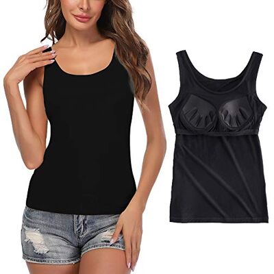STARBILD Débardeurs pour Femmes avec Soutien-Gorge intégré Débardeur de Yoga sans Manches Haut Camisoles rembourrées de Base Noir 2XL - Publicité STARBILD Débardeurs pour Femmes avec Soutien-Gorge intégré Débardeur de Yoga sans Manches Haut Camisoles rembourrées de Base Noir 2XL - Publicité