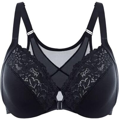 DELIMIRA Soutien Gorge à Armature Fermeture Devant Grande Taille, Correcteur de Posture en Dentelle - Publicité DELIMIRA Soutien Gorge à Armature Fermeture Devant Grande Taille, Correcteur de Posture en Dentelle - Publicité