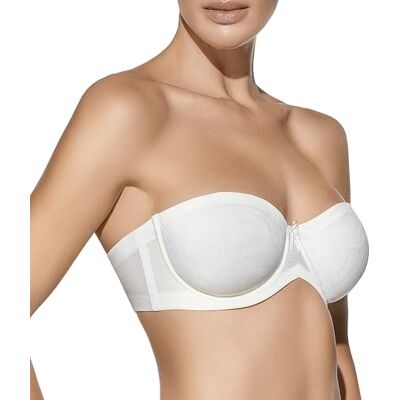 Selene Soutien-Gorge Sandra sans Bretelles et avec Armatures, de la Gamme Violette, Blanc Ivoire, 95C - Publicité Selene Soutien-Gorge Sandra sans Bretelles et avec Armatures, de la Gamme Violette, Blanc Ivoire, 95C - Publicité