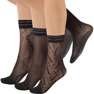CALZITALY 3 Paires Socquettes Voile Lurex Brillantes et Résille Femme Noir Taille Unique Made in Italy - Publicité CALZITALY 3 Paires Socquettes Voile Lurex Brillantes et Résille Femme Noir Taille Unique Made in Italy - Publicité