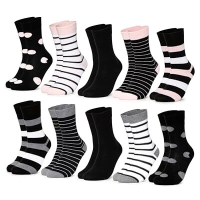 Occulto Chaussettes pour femme (10 Paires) Multicolores en Coton, Chaussettes pour femmes douces avec rayures et motifs, chaussette femme fille colorées - Publicité Occulto Chaussettes pour femme (10 Paires) Multicolores en Coton, Chaussettes pour femmes douces avec rayures et motifs, chaussette femme fille colorées - Publicité