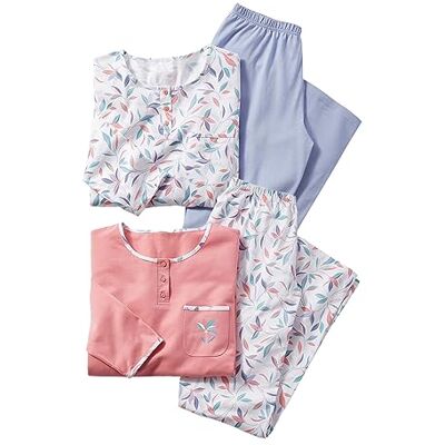 Damart Lot De 2 Pyjamas Maille Jersey Pur Coton Peigné Femme Rose Imprimé Taille 46-48 (L) - Publicité Damart Lot De 2 Pyjamas Maille Jersey Pur Coton Peigné Femme Rose Imprimé Taille 46-48 (L) - Publicité