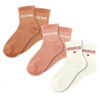 STC Coffret trio chaussettes paillettes jolie nana - Publicité STC Coffret trio chaussettes paillettes jolie nana - Publicité