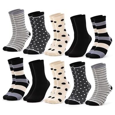 Occulto Chaussettes pour femme (10 Paires) Multicolores en Coton, Chaussettes pour femmes douces avec rayures et motifs, chaussette femme fille colorées - Publicité Occulto Chaussettes pour femme (10 Paires) Multicolores en Coton, Chaussettes pour femmes douces avec rayures et motifs, chaussette femme fille colorées - Publicité
