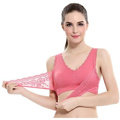 Minetom Femme Soutien-Gorge Ouvert Devant Fermeture sans Armatures Sport Push Up Rembourre Brassière Dentelle Bralette Bustier Rouge L - Publicité Minetom Femme Soutien-Gorge Ouvert Devant Fermeture sans Armatures Sport Push Up Rembourre Brassière Dentelle Bralette Bustier Rouge L - Publicité