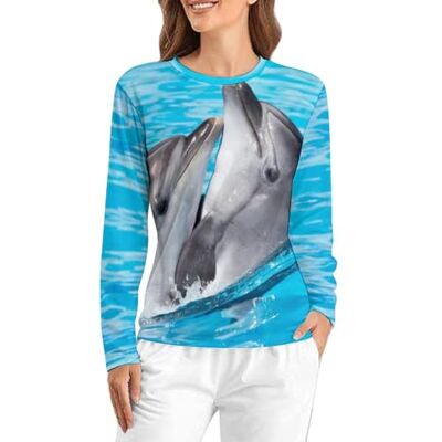 LZNJZ Haut de pyjama léger pour femme, motif dauphin jouant de l'eau - Publicité LZNJZ Haut de pyjama léger pour femme, motif dauphin jouant de l'eau - Publicité