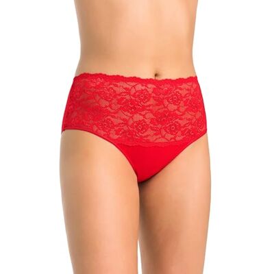 Teyli – Culotte Taille Haute en Coton avec Panneau en Dentelle à l’Avant, conçue pour Un Confort Optimal et Une Silhouette lissée.Rouge XL - Publicité Teyli – Culotte Taille Haute en Coton avec Panneau en Dentelle à l’Avant, conçue pour Un Confort Optimal et Une Silhouette lissée.Rouge XL - Publicité