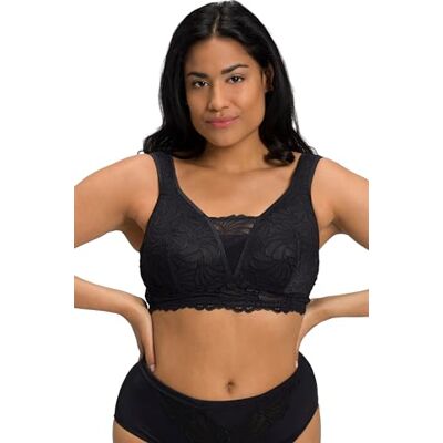 Ulla Popken Femme Grandes Tailles Bralette, Dentelle, sans Armatures, Bonnet B F Noir 105D 100-105D - Publicité Ulla Popken Femme Grandes Tailles Bralette, Dentelle, sans Armatures, Bonnet B F Noir 105D 100-105D - Publicité