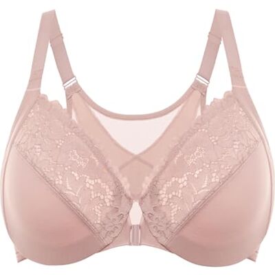 DELIMIRA Soutien Gorge à Armature Fermeture Devant Grande Taille, Correcteur de Posture en Dentelle - Publicité DELIMIRA Soutien Gorge à Armature Fermeture Devant Grande Taille, Correcteur de Posture en Dentelle - Publicité