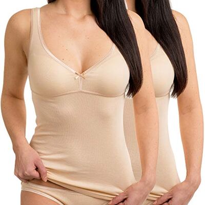 HERMKO 17580 Lot de 2 débardeur Femme avec Soutien-Gorge intégré, Couleur:Couleur Chair, Taille:42/44 (M) - Publicité HERMKO 17580 Lot de 2 débardeur Femme avec Soutien-Gorge intégré, Couleur:Couleur Chair, Taille:42/44 (M) - Publicité