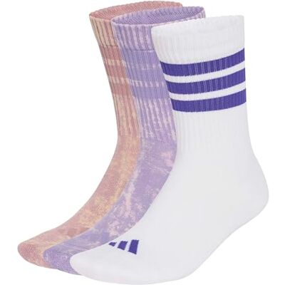 Adidas Mixte 3 Stripes Cushioned Crew Stone Wash 3 Pair Pack Socks, magic lilac/magic mauve/white/Pure Purple, S - Publicité Adidas Mixte 3 Stripes Cushioned Crew Stone Wash 3 Pair Pack Socks, magic lilac/magic mauve/white/Pure Purple, S - Publicité