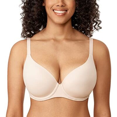 DELIMIRA Femme Soutien Gorge Grande Taille avec Armatures Légères Rembourré Emboîtant sans Couture Beige 95C - Publicité DELIMIRA Femme Soutien Gorge Grande Taille avec Armatures Légères Rembourré Emboîtant sans Couture Beige 95C - Publicité