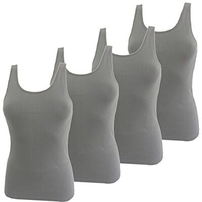 HERMKO 1310 Lot de 4 Caracos pour Femme en 100% Coton Biologique, Tank Top, Couleur:Gris, Taille:34/36 (XS) - Publicité HERMKO 1310 Lot de 4 Caracos pour Femme en 100% Coton Biologique, Tank Top, Couleur:Gris, Taille:34/36 (XS) - Publicité