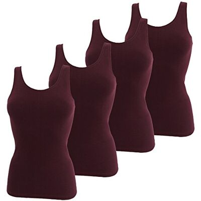 HERMKO 1310 Lot de 4 Caracos pour Femme en 100% Coton Biologique, Tank Top, Couleur:Bordeaux, Taille:46/48 (L) - Publicité HERMKO 1310 Lot de 4 Caracos pour Femme en 100% Coton Biologique, Tank Top, Couleur:Bordeaux, Taille:46/48 (L) - Publicité