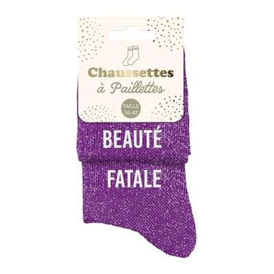 STC Chaussettes paillettes duo beaute fatale, Violet, 36-42 - Publicité STC Chaussettes paillettes duo beaute fatale, Violet, 36-42 - Publicité