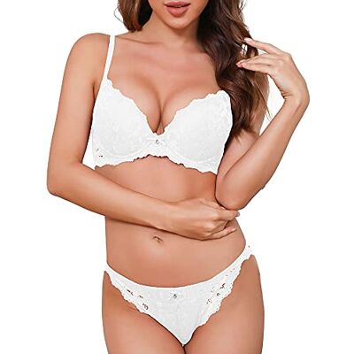 SHEKINI Ensemble Lingerie Femme Push up Dentelle Armature Soutien Gorge Ensembles de Lingerie 2 Pièces - Publicité SHEKINI Ensemble Lingerie Femme Push up Dentelle Armature Soutien Gorge Ensembles de Lingerie 2 Pièces - Publicité