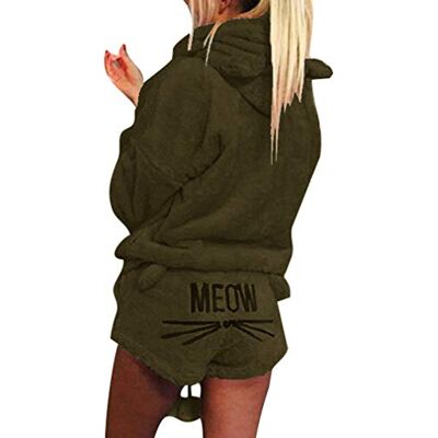 Minetom Nouveau Automne Hiver Femmes Ensemble De Deux Pièces Pyjamas Chaud Corail Velours Costume Vêtements De Nuit Mignon Chat Motif Hoodies Shorts Outfit Armée Verte FR 46 - Publicité Minetom Nouveau Automne Hiver Femmes Ensemble De Deux Pièces Pyjamas Chaud Corail Velours Costume Vêtements De Nuit Mignon Chat Motif Hoodies Shorts Outfit Armée Verte FR 46 - Publicité