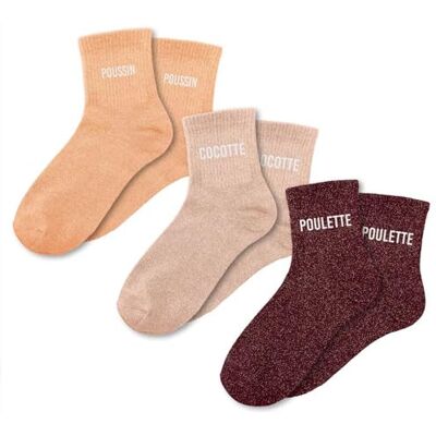 STC Coffret trio chaussettes paillettes cocotte - Publicité STC Coffret trio chaussettes paillettes cocotte - Publicité