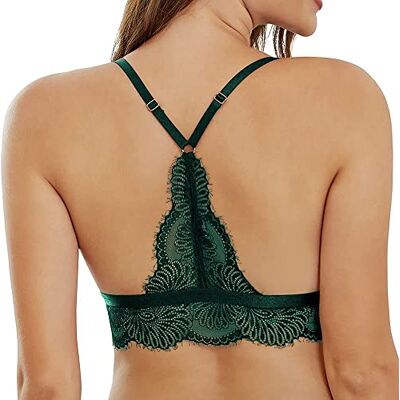 SHEKINI Femme Soutien-Gorge Triangle sans Armature Bralette en Dentelle Fermeture Avant Brassiere Coussinet Amovible Dos Croisé Hauts Courts Classiques Bustier sous-Vêtement Bretelles Réglable - Publicité SHEKINI Femme Soutien-Gorge Triangle sans Armature Bralette en Dentelle Fermeture Avant Brassiere Coussinet Amovible Dos Croisé Hauts Courts Classiques Bustier sous-Vêtement Bretelles Réglable - Publicité
