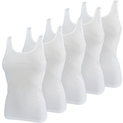 HERMKO 1310 Lot de 5 Caracos pour Femme en 100% Coton Biologique, Tank Top, Couleur:Blanc, Taille:38/40 (S) - Publicité HERMKO 1310 Lot de 5 Caracos pour Femme en 100% Coton Biologique, Tank Top, Couleur:Blanc, Taille:38/40 (S) - Publicité