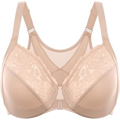 DELIMIRA Soutien Gorge à Armature Fermeture Devant Grande Taille, Correcteur de Posture en Dentelle - Publicité DELIMIRA Soutien Gorge à Armature Fermeture Devant Grande Taille, Correcteur de Posture en Dentelle - Publicité