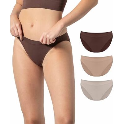 Risalti Slip femme taille basse microfibre 3 pièces – Culotte sans couture pour femme, plus douce que les culottes pour femme en coton, respirantes, Chocolat-naturel-poudre, L/XL - Publicité Risalti Slip femme taille basse microfibre 3 pièces – Culotte sans couture pour femme, plus douce que les culottes pour femme en coton, respirantes, Chocolat-naturel-poudre, L/XL - Publicité