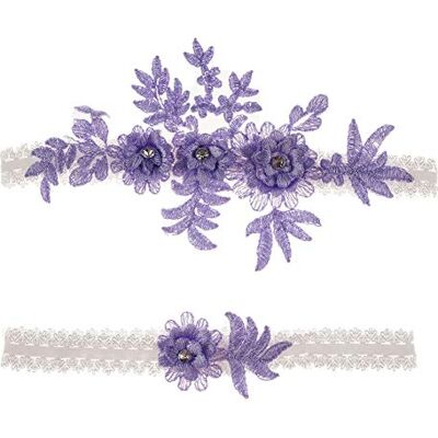 NC 2Pcs Jarretelles de Mariage élastique réglable Anneau de Jambe Sexy Dentelle Extensible jarretière de mariée Dentelle jarretière de mariée Extensible jarretière Florale Dentelle, Purple, M - Publicité NC 2Pcs Jarretelles de Mariage élastique réglable Anneau de Jambe Sexy Dentelle Extensible jarretière de mariée Dentelle jarretière de mariée Extensible jarretière Florale Dentelle, Purple, M - Publicité