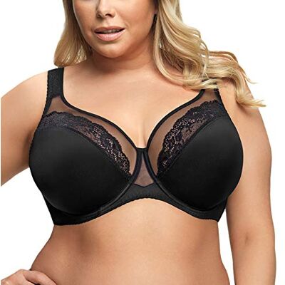 Gorsenia Femmes Soutien-Gorge Non-Rembourré Brodé Luisse, Noir,100L - Publicité Gorsenia Femmes Soutien-Gorge Non-Rembourré Brodé Luisse, Noir,100L - Publicité