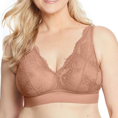 Glamorise Bralette Bramour Lexington Dentelle et Décolleté sans Armatures Spéciale Grandes Tailles n°7013 - Publicité Glamorise Bralette Bramour Lexington Dentelle et Décolleté sans Armatures Spéciale Grandes Tailles n°7013 - Publicité