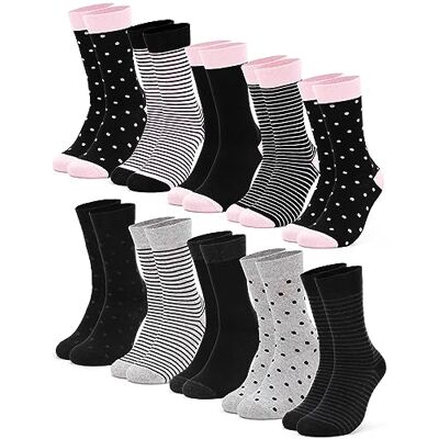 Occulto Lot de 10 Paires de Chaussettes Parsemaient et Rayé pour Femmes Chaussettes Femme en Coton Multicolores à Pois et Rayures - Publicité Occulto Lot de 10 Paires de Chaussettes Parsemaient et Rayé pour Femmes Chaussettes Femme en Coton Multicolores à Pois et Rayures - Publicité