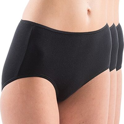 HERMKO 17011 Lot de 3 Slip Taille Haute Femme, Maxi Culotte de Grand Confort, différents Coloris, en Coton/Modal, Couleur:Noir, Taille:46/48 (L) - Publicité HERMKO 17011 Lot de 3 Slip Taille Haute Femme, Maxi Culotte de Grand Confort, différents Coloris, en Coton/Modal, Couleur:Noir, Taille:46/48 (L) - Publicité
