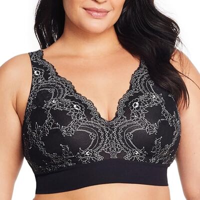 Glamorise Bralette Bramour Lexington Dentelle et Décolleté sans Armatures Spéciale Grandes Tailles n°7013 - Publicité Glamorise Bralette Bramour Lexington Dentelle et Décolleté sans Armatures Spéciale Grandes Tailles n°7013 - Publicité