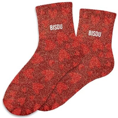 STC Chaussettes paillettes bisou, 36-42, Rouge Coeur - Publicité STC Chaussettes paillettes bisou, 36-42, Rouge Coeur - Publicité