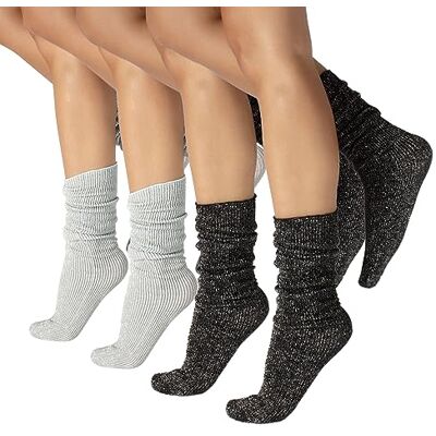 CALZITALY PACK 4 PAIRES Chaussettes Brillantes, Socquettes Côtes, Chaussettes Opaques Multicolore Made in Italy (Taille unique, 4 PAIRES LUREX– ASSC) - Publicité CALZITALY PACK 4 PAIRES Chaussettes Brillantes, Socquettes Côtes, Chaussettes Opaques Multicolore Made in Italy (Taille unique, 4 PAIRES LUREX– ASSC) - Publicité