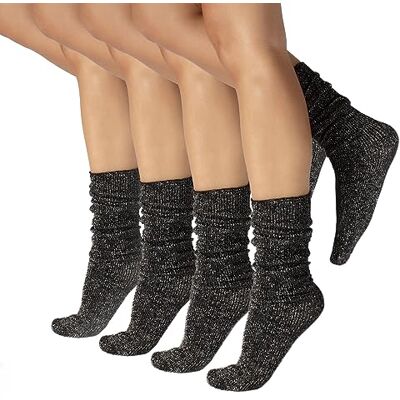 CALZITALY PACK 4 PAIRES Chaussettes Brillantes, Socquettes Côtes, Chaussettes Opaques Multicolore Made in Italy (Taille unique, 4 PAIRES LUREX– NOIR) - Publicité CALZITALY PACK 4 PAIRES Chaussettes Brillantes, Socquettes Côtes, Chaussettes Opaques Multicolore Made in Italy (Taille unique, 4 PAIRES LUREX– NOIR) - Publicité