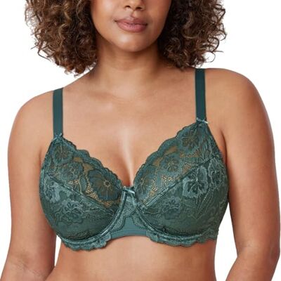 DELIMIRA Femme Soutien Gorge Grande Taille Dentelle Minuit Émeraude 115I - Publicité DELIMIRA Femme Soutien Gorge Grande Taille Dentelle Minuit Émeraude 115I - Publicité