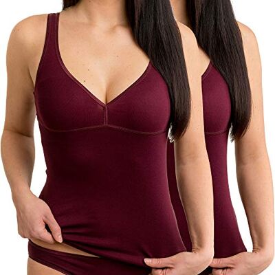 HERMKO 17580 Lot de 2 débardeur Femme avec Soutien-Gorge intégré, Couleur:Bordeaux, Taille:42/44 (M) - Publicité HERMKO 17580 Lot de 2 débardeur Femme avec Soutien-Gorge intégré, Couleur:Bordeaux, Taille:42/44 (M) - Publicité