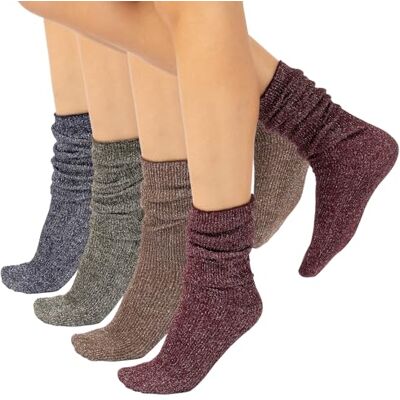 CALZITALY PACK 4 PAIRES Chaussettes Brillantes, Socquettes Côtes, Chaussettes Opaques Made in Italy (FR/ES, Alpha/lettres, Taille unique, Taille normale, Taille normale, 4 Paires Lurex– Asse) - Publicité CALZITALY PACK 4 PAIRES Chaussettes Brillantes, Socquettes Côtes, Chaussettes Opaques Made in Italy (FR/ES, Alpha/lettres, Taille unique, Taille normale, Taille normale, 4 Paires Lurex– Asse) - Publicité