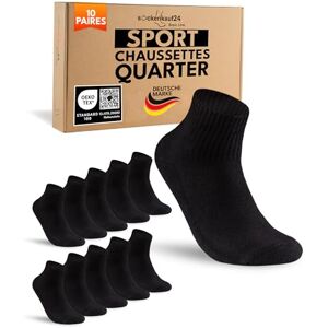 sockenkauf24 10 Paires Chaussettes Sport Quarter Homme 47-50 Noir Chaussettes Tennis Respirantes et Renforcées - Publicité sockenkauf24 10 Paires Chaussettes Sport Quarter Homme 47-50 Noir Chaussettes Tennis Respirantes et Renforcées - Publicité