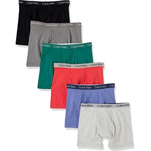 Calvin Klein Lot de 6 caleçons boxeurs en coton pour garçon, gris Castlerock, bleu lune/noir iris/camouflage/gris chiné/noir, Pack de base, XL - Publicité Calvin Klein Lot de 6 caleçons boxeurs en coton pour garçon, gris Castlerock, bleu lune/noir iris/camouflage/gris chiné/noir, Pack de base, XL - Publicité