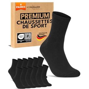 sockenkauf24 Chaussettes de Sport Homme Chaussettes de Tennis Lot de 6 Paires Crew Socks Respirantes et Renforcées 70107T (Noir 39-42) - Publicité sockenkauf24 Chaussettes de Sport Homme Chaussettes de Tennis Lot de 6 Paires Crew Socks Respirantes et Renforcées 70107T (Noir 39-42) - Publicité
