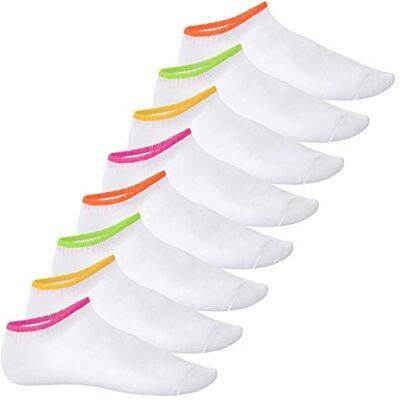 Footstar Lot de 8 paires de chaussettes de sport mixtes Modèle court, style fluo ou classique Blanc 39 - Publicité Footstar Lot de 8 paires de chaussettes de sport mixtes Modèle court, style fluo ou classique Blanc 39 - Publicité